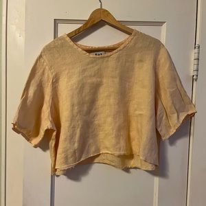 Yellow flax linen top